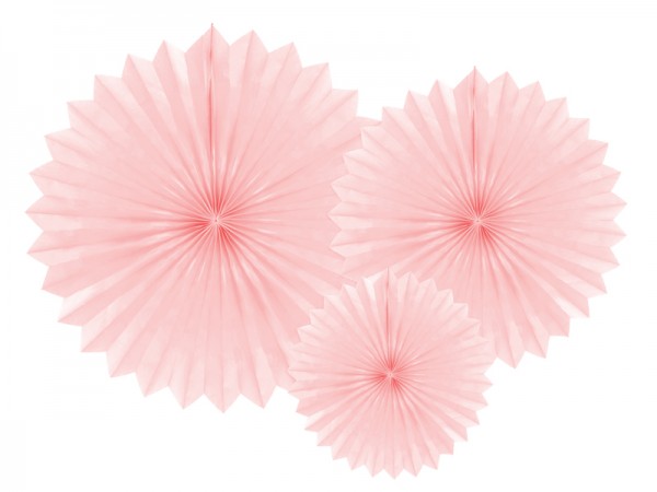 3 rosaces en papier Partystar rose clair