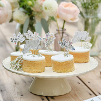 Vorschau: 12 Cupcake-Topper Blooming Bride 10cm