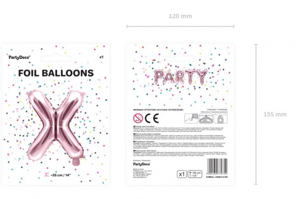 Ballon aluminium X or rose 35cm 5