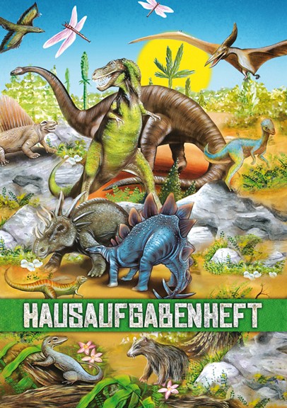 Książeczka z zadaniami domowymi z dinozaurami A5