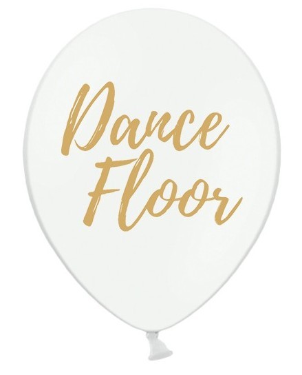 50 Dance Floor Luftballons weiß-gold