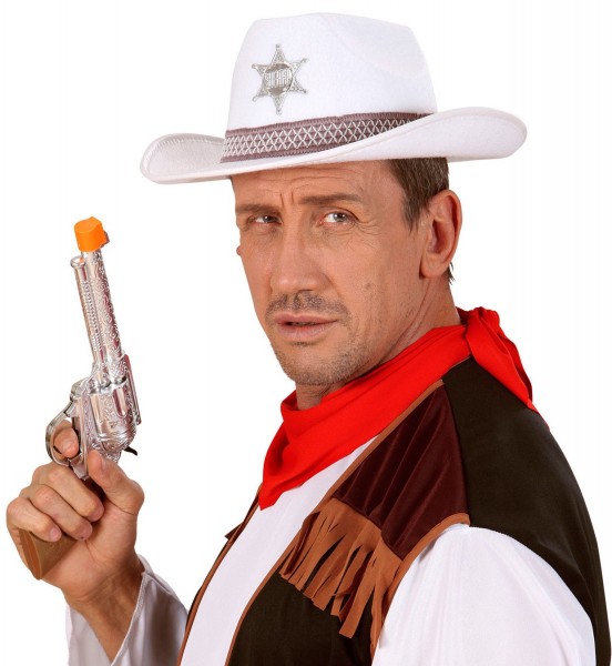 Cappello da cowboy sceriffo bianco 4