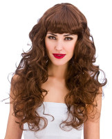 Brown curly wig Christina with bangs