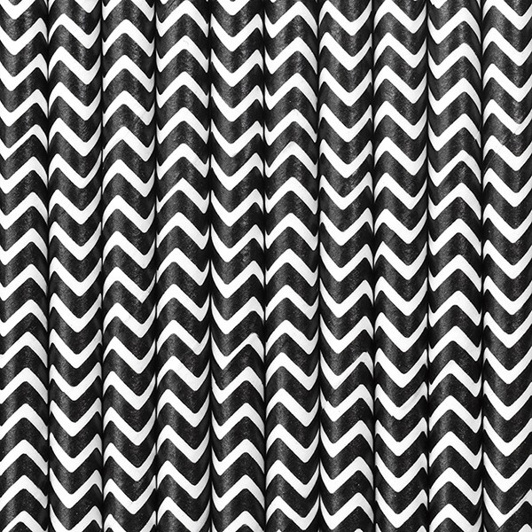 10 pailles en papier zigzag noir 2