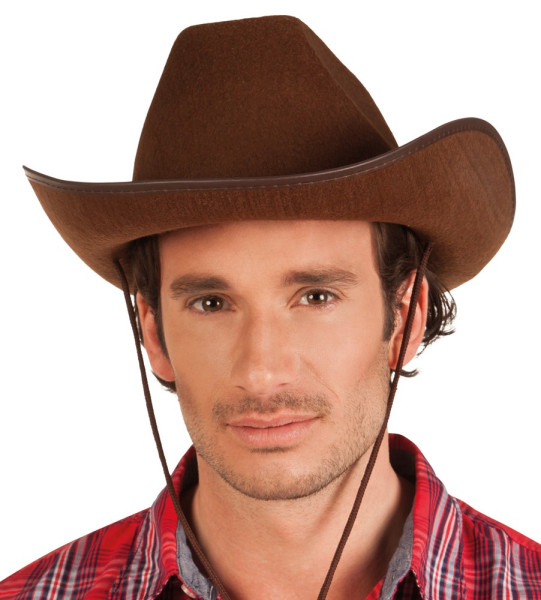 Brązowy kowbojski kapelusz western