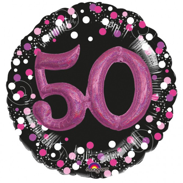 Roze 50e Verjaardag folieballon 81cm