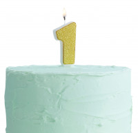 Aperçu: Bougie gâteau numéro 1 Golden Mix & Match 6cm