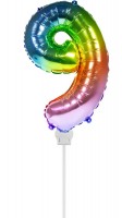 Rainbow nummer 9 stick ballon 36cm