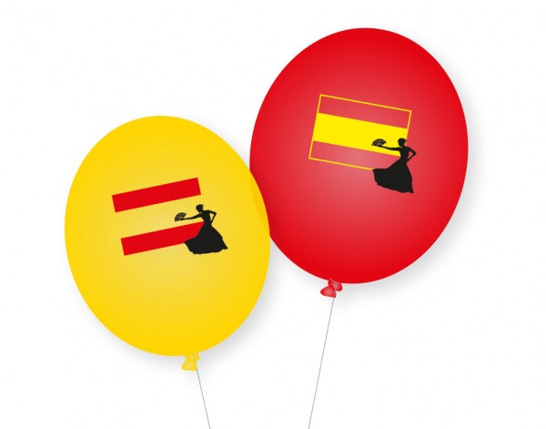 8 Spain latex balloons yellow-red
