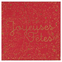 20 serviettes rouges Joyeuses Fêtes à étoiles 33cm