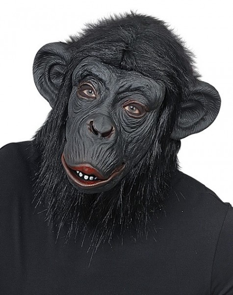 Gorilla Vollmaske mit Plüschbesatz