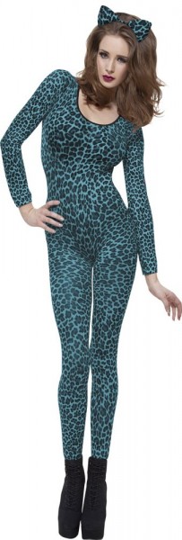 Blue leopard catsuit for women 2