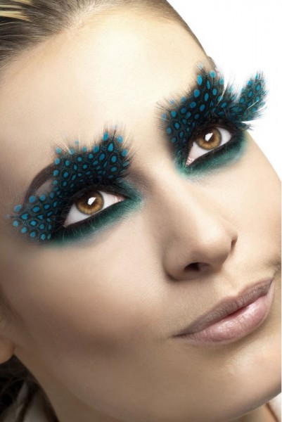 Blue peacock feather eyelashes