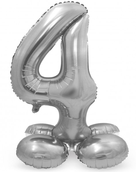 Palloncino numero 4 argento 72 cm