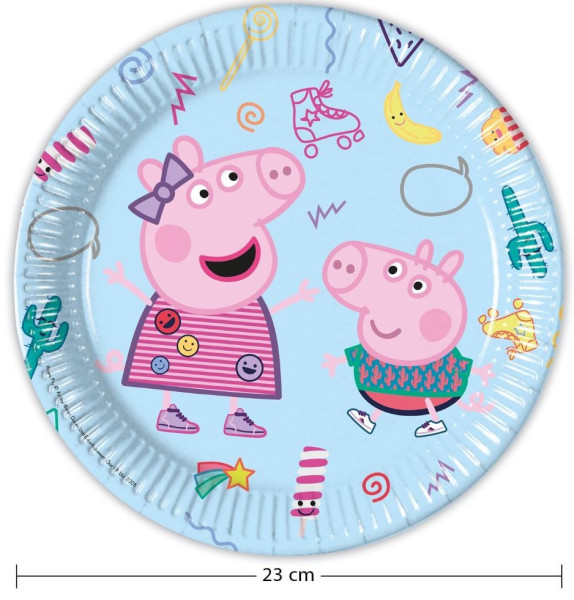 8 Peppa Pig Playday papieren borden 23cm