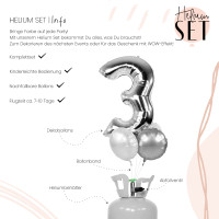Vorschau: XXL Zahl 3 Silber Ballonbouquet-Set mit Heliumbehälter