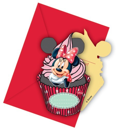 6 Minnies Bistrot Cupcake Invitation Cards
