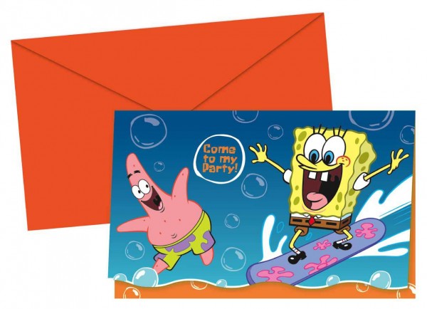 SpongeBob Fun uitnodigingskaart 9x14cm