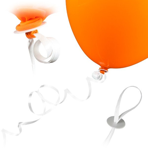 100 balloon closures with ribbon - white