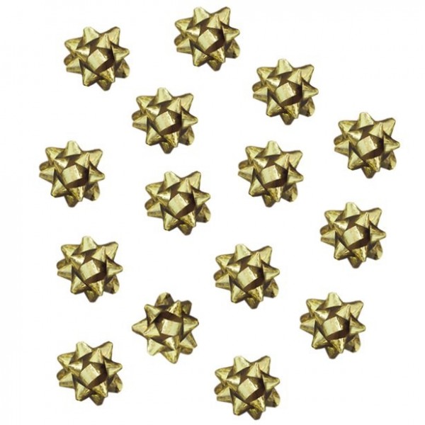 16 holografische Mini Schleifen gold