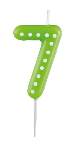 Birthday party colorful number candle 7 with dots for cakes