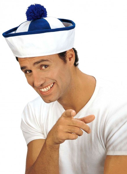 Blå og hvid stribet sømand hat