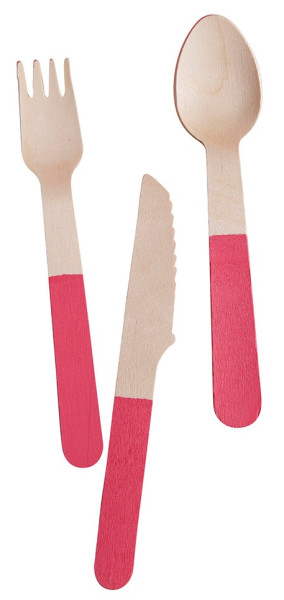 Neon pink cutlery set 18 pieces