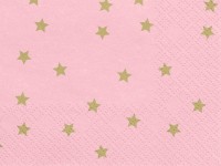 Oversigt: 20 lyserøde guldstjerne servietter 33cm