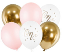 6 First Birthday Celebration Ballonset 30cm