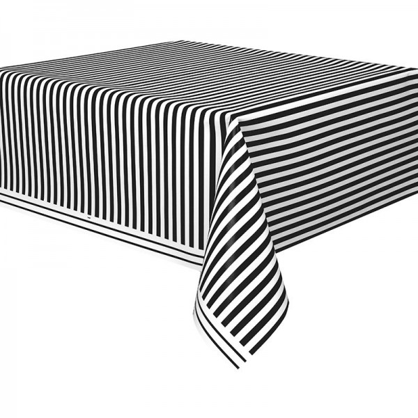 Party tablecloth Victoria black striped 137 x 274cm