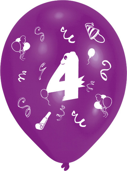 8 Crazy Number Balloons 4 ° compleanno colorato