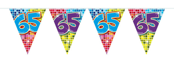 Groovy 65th fødselsdag vimpelkæde 3m