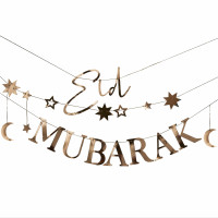 Eid Mubarak Gold Moon and Stars Girlande 1,5m