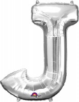 Folieballon letter J zilver 83cm