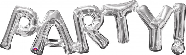 Ballon aluminium lettrage Party argent 83x22cm