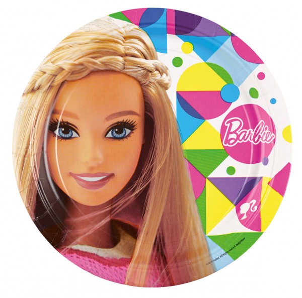 8 Pappteller Partytime Barbie Bunt 23cm