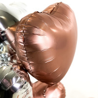 Vorschau: 5 Heliumballons in der Box mixed Rosegold & Silver Hearts