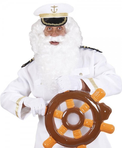 Biała peruka Świętego Mikołaja z długą brodą 3