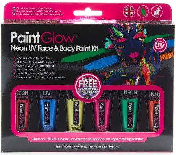 UV Neon Schminkset für Gesicht und Körper