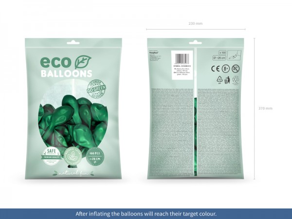 100 eco metallic ballonnen smaragd groen 26cm