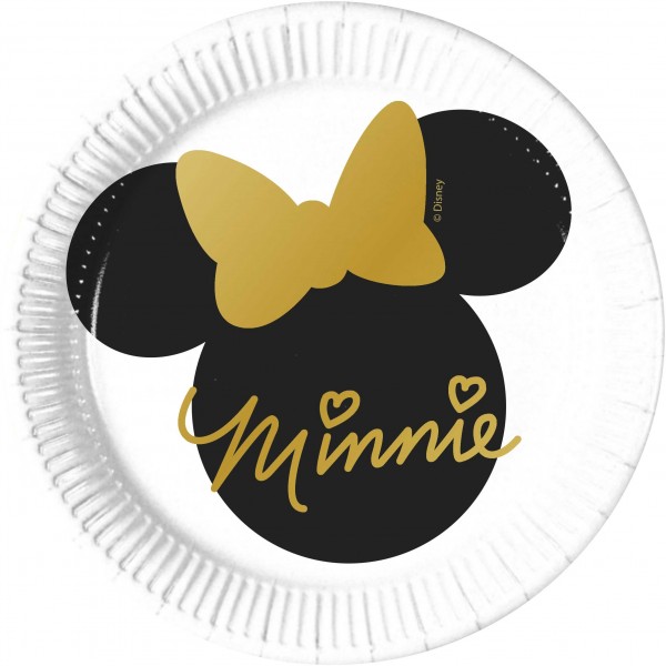 8 Minnie Mouse Goldstar-plader 20 cm
