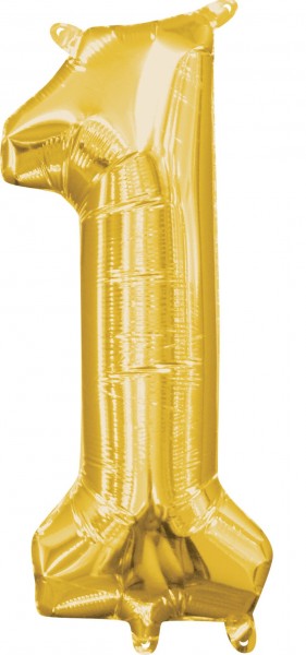 Mini folie ballon nummer 1 guld 35cm