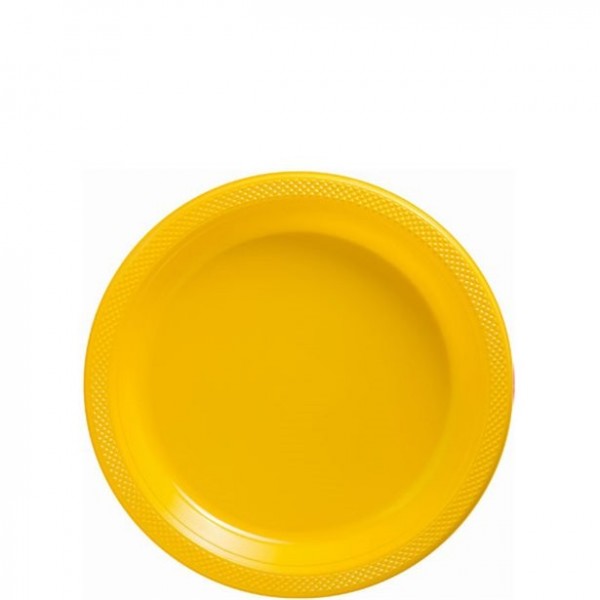 50 assiettes en plastique jaune 17cm