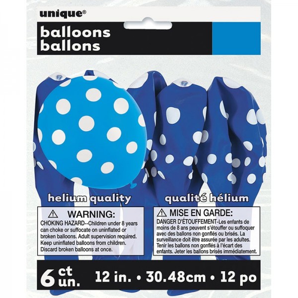 6 globos de látex Tiana royal blue 30cm 2