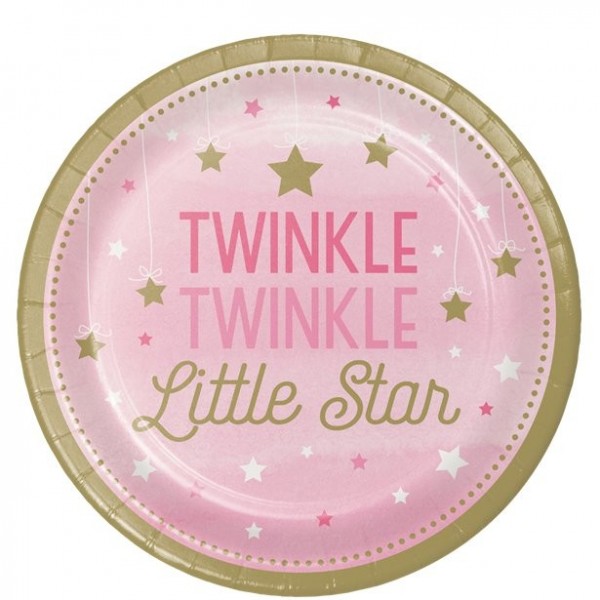 8 Twinkle Pink Star Pappteller 23cm