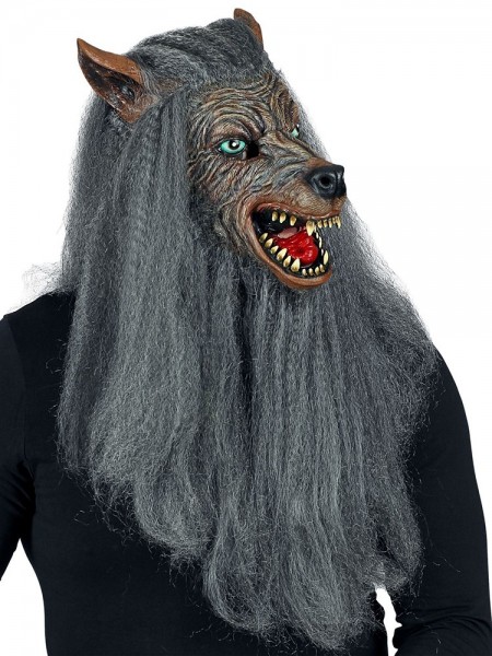 Pełna maska złośliwego wilkołaka z włosami 4