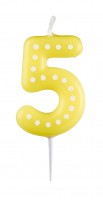 Birthday party colorful number candle 5 with dots for cakes