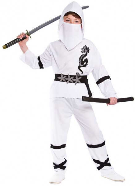 Disfraz infantil de luchador ninja dragón blanco