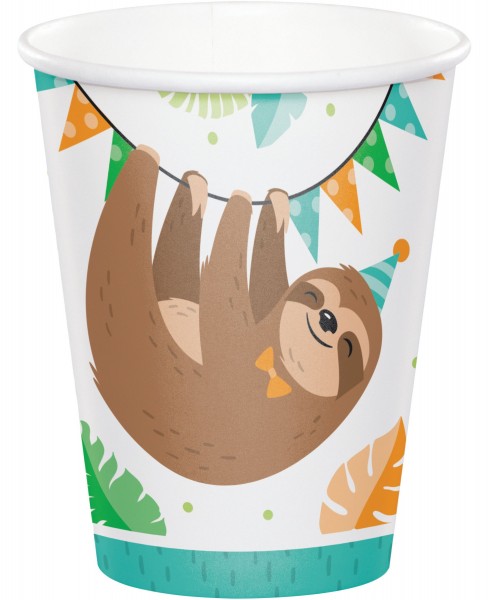 8 party sloth paper cups 256ml