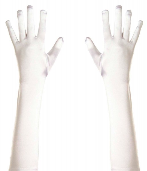 Elegante Satin Handschuhe Diana Weiß 43cm